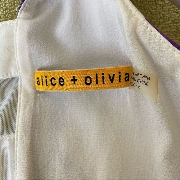 Alice+Olivia Abstract Cocktail Watercolour Purple Dress 6 - Picture 4 of 7